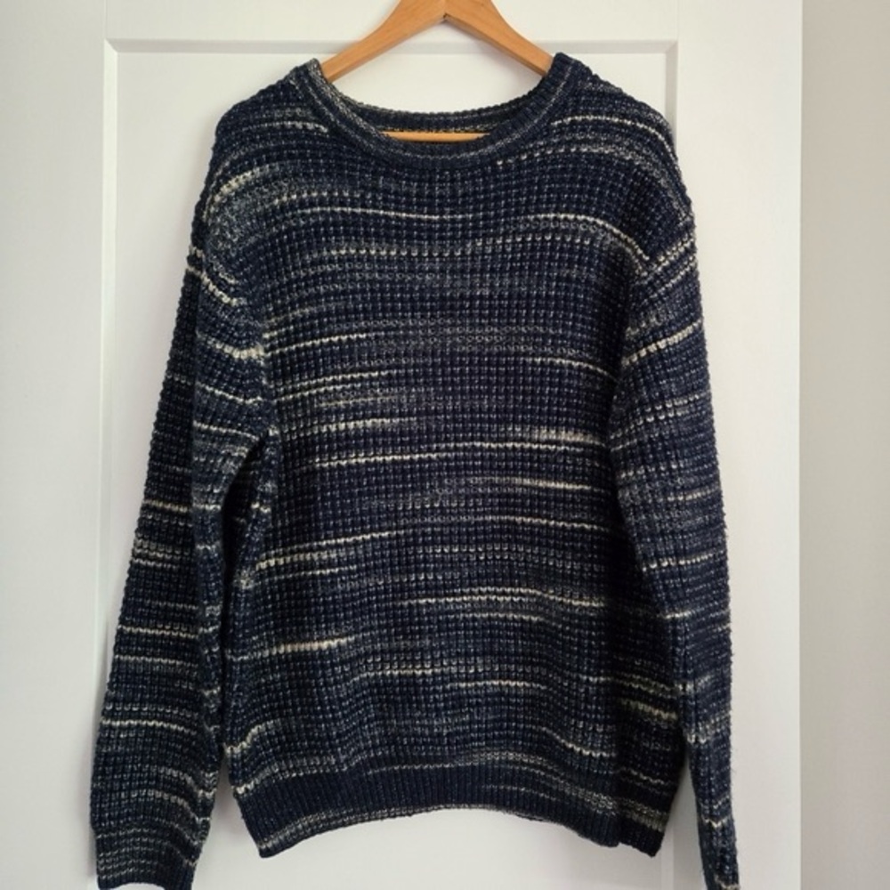 Primark Navy and Cream Knit Mens Large Sweater